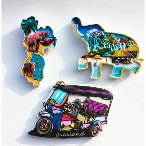 QIQIPP Creative magnetic refrigerator stickers Thai tourist souvenirs Tutu cart elephant map