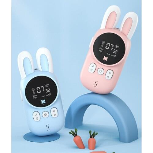 Walkie Talkie Children 2pcs Cartoon Bunny Design 1 Pink 1 Blue Childrens radio Walky Talky Child Birthday New Year Gift