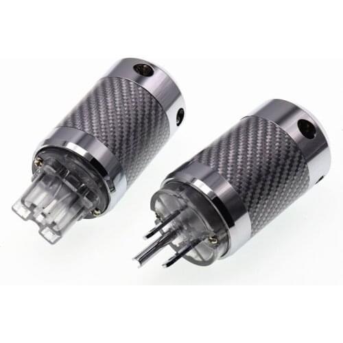 Carbon Fiber Rhodium Plated US Male Female Power Connector HIFI DIY Mains Connector
