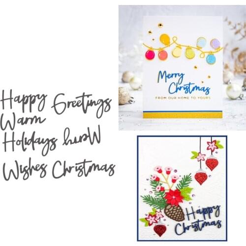 Christmas greetings Metal Cutting Dies Cutting Mold Scrapbook Paper Craft Knife Mold Blade Knife Impact Protection Pads