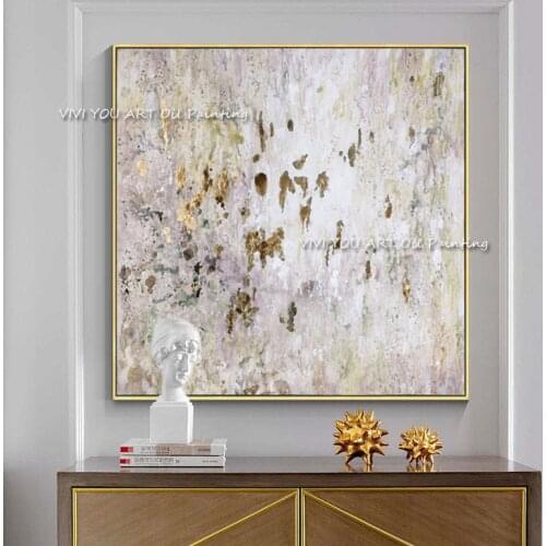 The Handpainted High Quality Canvas Painting Modern Golden Artwork Pictures Thick Oil Wall Art Gold Silver Decoration for Home
