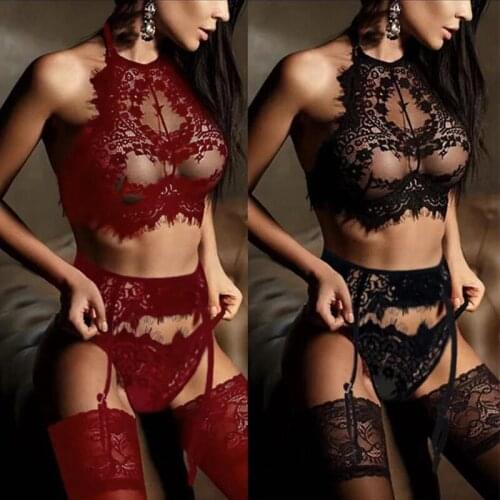 S-3XL Lingerie Sexy Hot Erotic Intimates Bra Sets Panty G-string Set Sexy Transparent Lingerie Lace Open Bra & Brief Sets