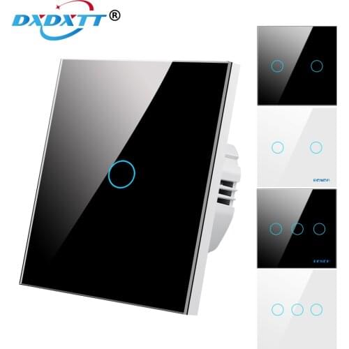 Light Switch Sensor 220 V Button on Off Controller Waterproof Tempered Glass Panel EU Standard Wall Touch Switches Interruptor