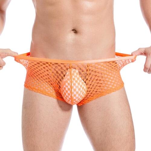 Fishnet Boxer Shorts Mens Underwear Sexy Mesh Transparent Panties Boxers Underpants hombre Erotic Lingerie Male Clubwear