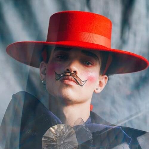 Christmas Red Wide Brim Flat Top Hat,Women Fedora Wool Church Derby Bowknot Cap,Girls Gift Holiday Show Bowler Hat