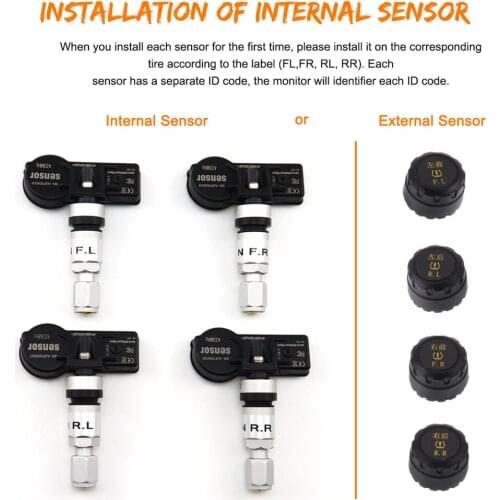 PengGps TPMS Car Tire Pressure Alarm Monitor System Real-time Display Attached to glass wireless Solar power tpms with 4 sensors