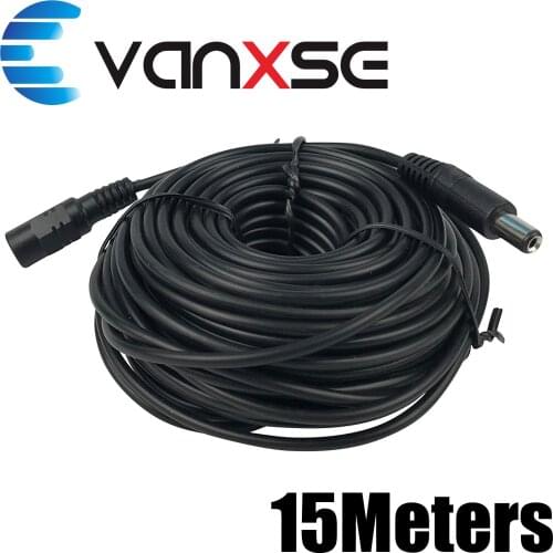Vanxse cctv 15m(65ft) 2.1x5.5mm Dc 12v Power Extension Cable for Cctv Security Cameras Audio Camera Ip Camera Dvr Standalone