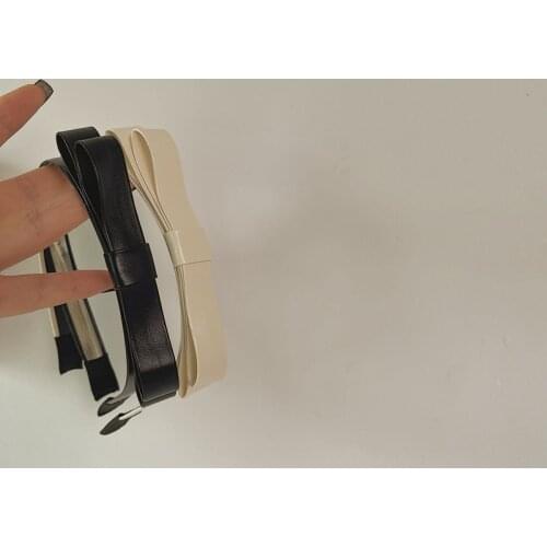 2021 Fashion white simple retro design PU leather bow bezel headband headband for women hair accessories
