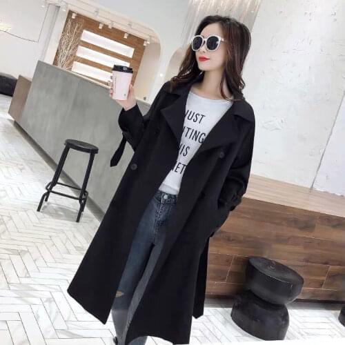2020 New Design Women Long Trench Coat With Belt Spring Autumn Chic Double Breasted Outwear Female Casual Streetwear m268