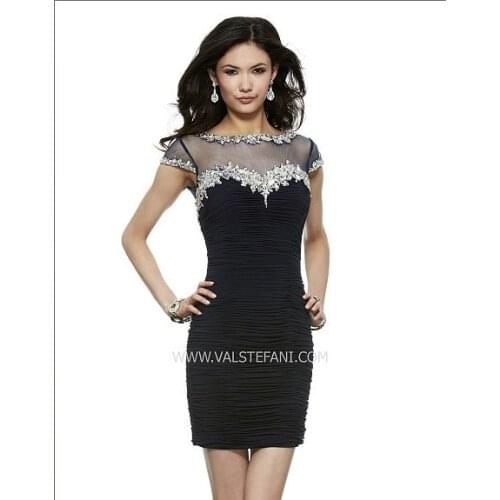 Free shipping 2016 black short vestidos crystal beaded sexy plus size club elegant christmas party prom gown cocktail dresses