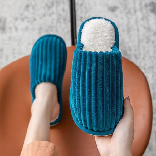 Winter shoes For Women Simple stripes memory Foam Slippers Womens Home fluffy slipper slides Indoor furry couple shoes