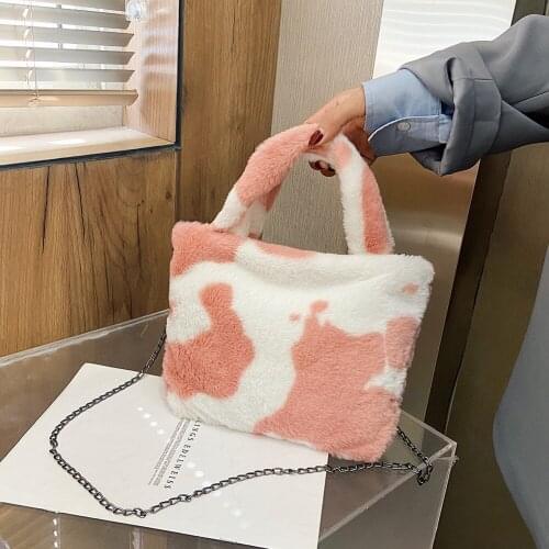 Winter Plush Womens Bag Fashion Female Fluffy Handbags Messenger Bags Ladies Crossbody Bag Casual Exquisite Bag