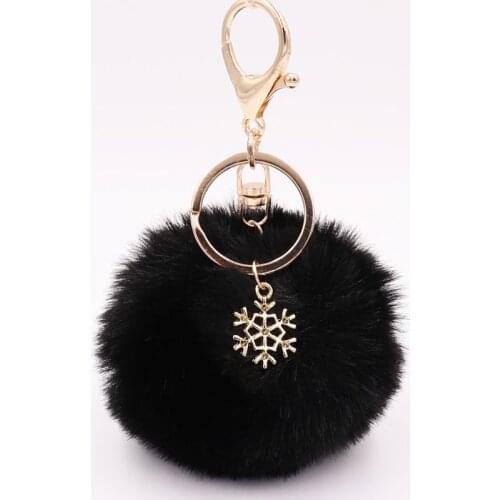 1PC High quality Faux Fur Ball 8cm Pompom Keychain Car Keyring Rabbit Fur Ball Keychain Fur Brand Pompons Bag Charms With