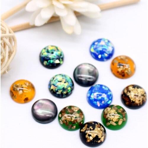 10pcs 12mm Resin Gold Foil Cabochon Bead Findings Charm Cat Eye Brooch Ring Patch Make Diy Crafts Earring Jewelry Charms F98