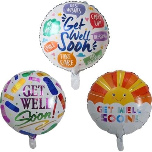 10pcs 18inch GET WELL SOON Round Helium Balloons Best Wishes Foil Balloons Patients Blessing Decoration Hope Party Supplies