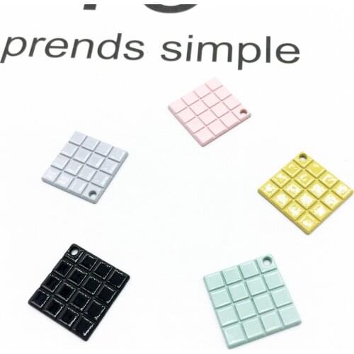 10pcs Fashion 15*15mm Square Metal Alloy Rubber Lacquer Charms Pendant for DIY Craft Jewelry Findings Making