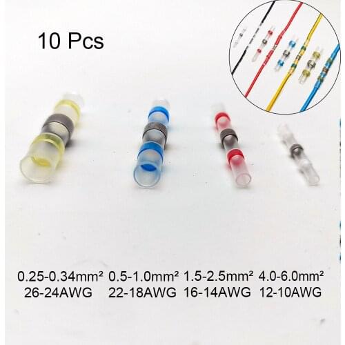 10Pcs Cable Waterproof Solder Seal Heat Shrink Connectors Terminals Quick Electrical Wire Conector Car Accessories Soldering Kit