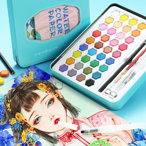 12/36/48Color Watercolor Painting Set Student Graffiti Hand Painted Watercolor Solid Pigment Art Supplies Profession for Drawing