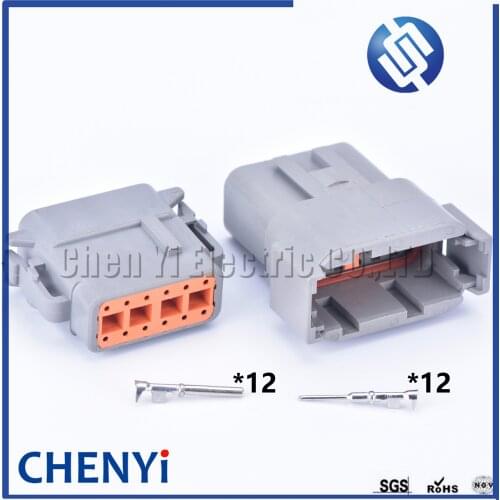 1 sets Deutsch DTM 12 Pin connector DTM06-12S/DTM04-12P Male or Female Auto Waterproof Connector Automotive Sealed Plug