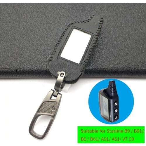 2-way B9 LCD Keychain Remote Control Leather Key Case Cover for Car Alarm System Security Starline Russian Vehicle A91 A61 B9/B6