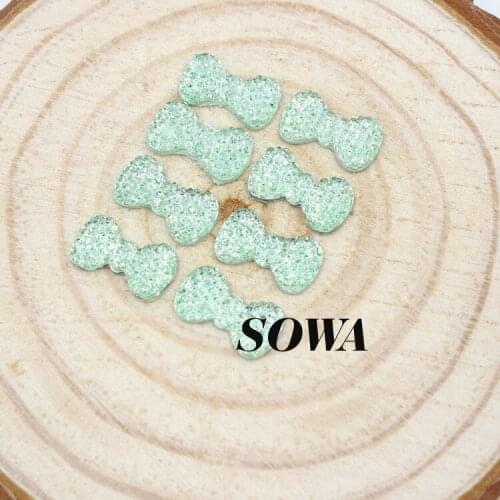 2015 Wholesale New Light Green Color 100pcs/lot Bow Shape Flatback Scrapbooking For Phone/Wedding ABS Resin Beads