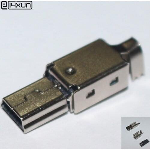 5sets Mini USB 5PIN Welding T Type Male Plug Connectors Charger 5P USB Tail Charging Socket 3 in 1 Metal Plug