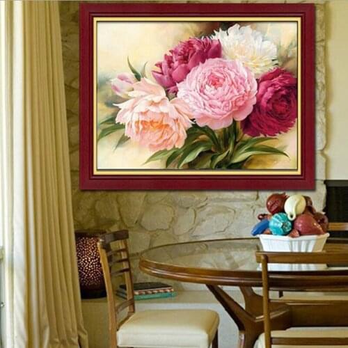 5D Full Diamond Painting Peony Flowers Embroidery Cross Stitch Kits Household Handmade DIY Home Decoration Crafts