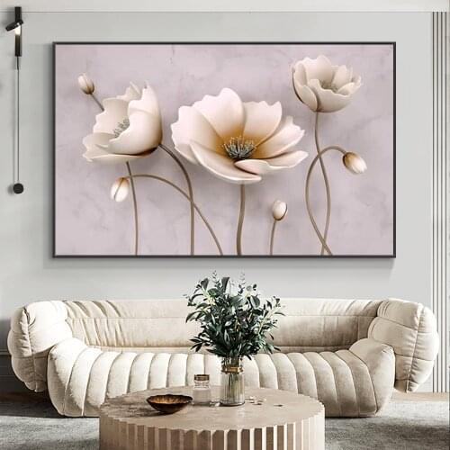Abstract White Brown Flower Canvas Painting Modern Nordic Posters And Prints Wall Art Picture For Living Room Bedroom Decor