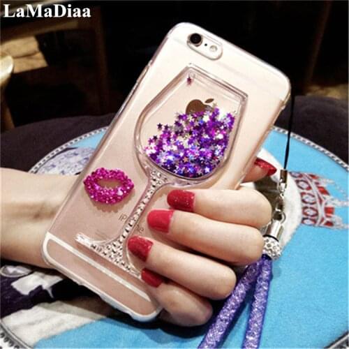 Liquid Quicksand Bling Wine Glass Soft Transparent Phone Cases For Xiaomi 8 9 SE 5X MAX2 Redmi 5A 6A 8A Note7 6 8 Pro Phone Case
