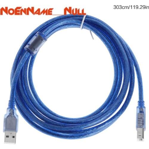0.3/1/1.5/3m High Speed Transparent Blue USB 2.0 Printer Cable Type A Male to Type B Male Dual Shielding for printer