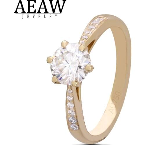 AEAW 6.5mm 1.0ct Round Cut 10k 14k Yellow Gold Moissanite Ring Half Full Eternity Sizes Original Dazzling Female Jewelry