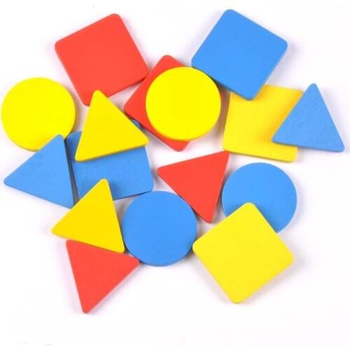 10pcs Wooden Round/Triangle/Cube Blocks for Kids Creative Learning And Educational Craft Diy Accessories 40x40x5mm MT2665