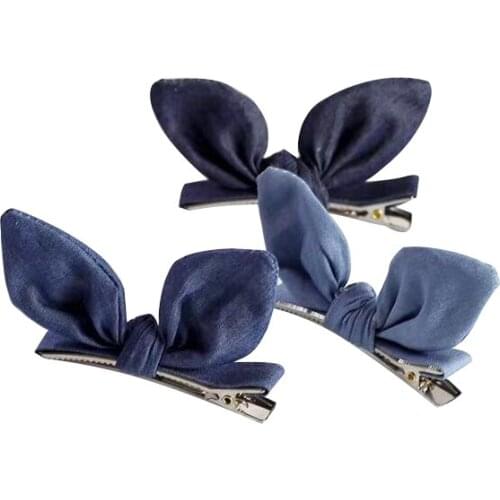 Cute Denim Bow-knot Hairpin Handmade Rabbit Cat Ears Bow Hair Clip Fashion Women Girl Bow Headwear Hair Accessories