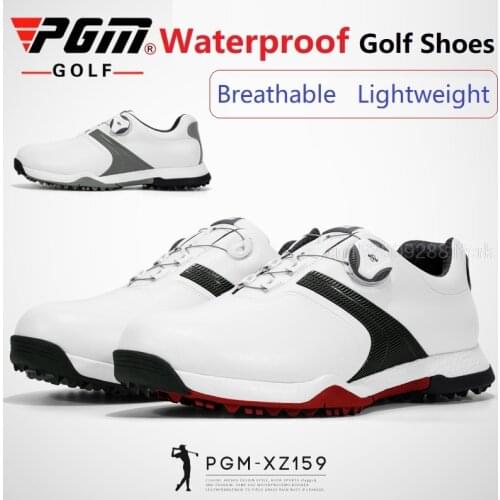 PGM Mens Waterproof Shoes Golf Shoes Rotating Knob Buckle Golf Shoes Man Anti Slip Sneakers For Golfer Sports Athletic Shoes