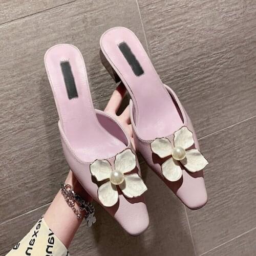 Summer Pointed Toe High Heels PU Solid Mules Shoes for Women Indoor Outdoor Office Slippers Sexy Ladies Slides Thin Heels Mules