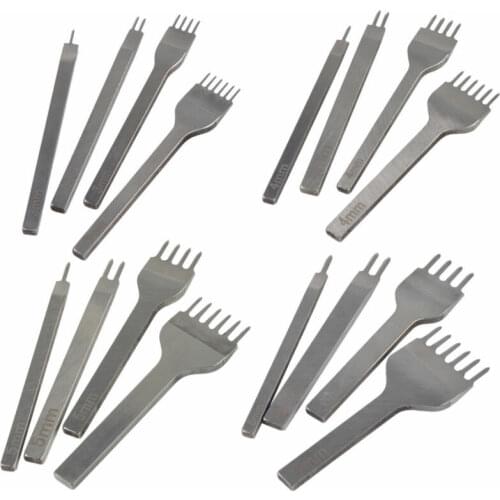 4Pcs/ set Leather Craft Tool Set Stainless Steel Hole Chisel Graving Stitching Punch Tools Kit 4 size for choose