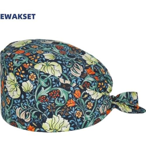 New Women and Men Surgicals Cap With Sweatband Adjustable Working Nursing Hats Bouffant Head Scarf Scrubs Caps for Long Hair