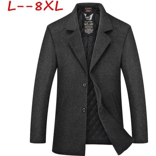 10XL 8XL 6XL Winter Single breasted Mens fashion thicken trench coat jacket Mens casual windbreaker woolen coats men overcoat
