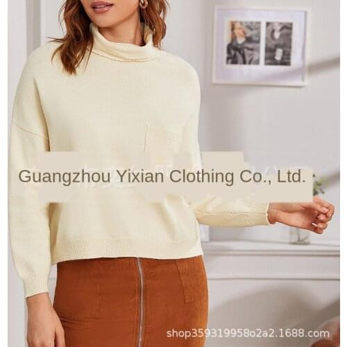 Autumn /Winter Beige Turtleneck Warm Womens Sweater Pullover Long Sleeve Bottoming Shirt Everyday Casual Style Sweater Women