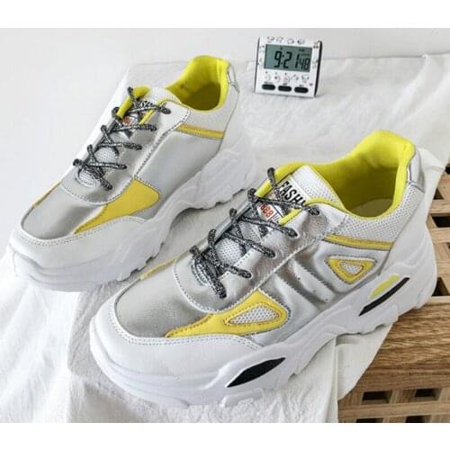 Autumn Female Chunky Fashion Vulcanize Sneakers Lace Up Soft High Leisure Footwears Breathable Mesh Women Casual Shoes R6-52