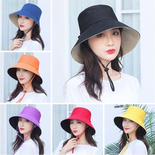 New Unisex Summer Foldable Bucket Hat Women Outdoor Sunscreen Cotton Fishing Hunting Cap Men Basin Chapeau Sun Prevent Hats