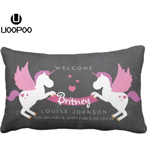 Custom Baby Pillow Case 30x50cm Rectangle Cotton Canvas Polyester Unicorn Lumbar Pillow Case Cute Kids Cushion Covers for Sofa