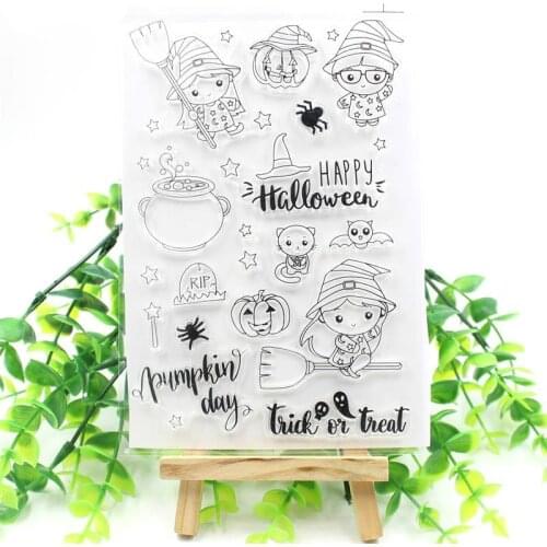 Happy Halloween Transparent Clear Silicone Stamps for DIY Scrapbooking/Card Making/Kids Christmas Fun Decoration Supplies 239