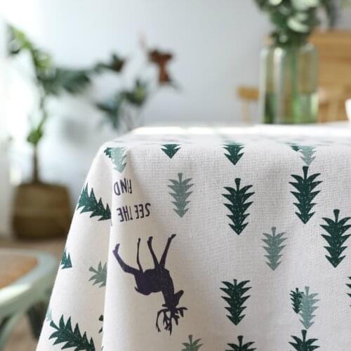 Korean Style Tree Reindeer Printed Tablecloth Christmas Theme Cartoon Dinning Table Cover Toalha De Mesa Manteles Nappe ZB-91