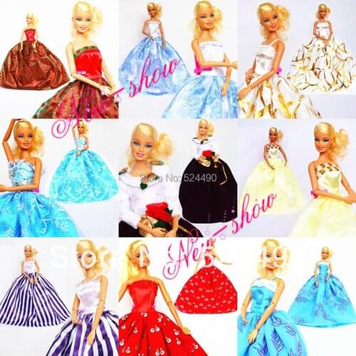 Promotion Lots 50 Pcs Gorgeous Handmade Gown Doll Dress Clothing Accessories Princess Skirt For Barbie Kurhn Doll Free Shipping