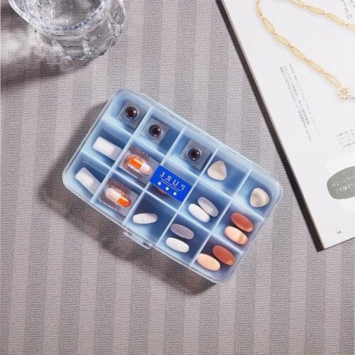 Aihe Weekly Pill Box 15 Grids Medicine Box Jewelry Storage Box Portable Pill Case Splitters Plastic Pill Storage Box