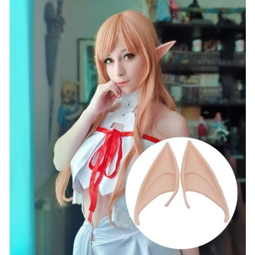 Mysterious Angel Elf Ears Fairy Cosplay Vampire Teeth Halloween Christmas Latex Soft Pointed Prosthetic Tips False Ears Props