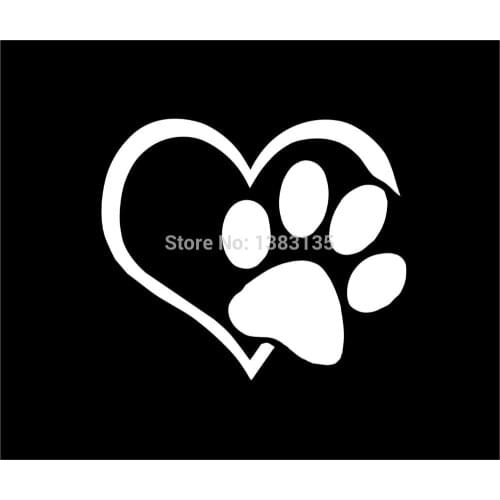 Heart Paw Vinyl Decal Car Truck Sticker Bumper Window Adopt Bully Heart Cat Dog Laptop Boat Truck Auto 8 Colors