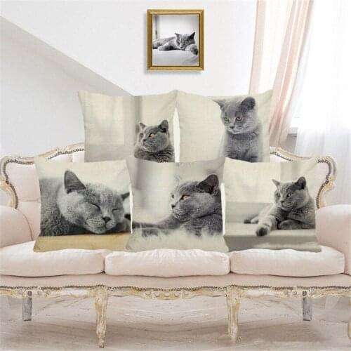 XUNYU Cute Pet Cat Cushion Cover for Sofa Throw Pillowcase Car Chair Decor Pillow Case Home Decoration Pillowcase 45x45cm D0089