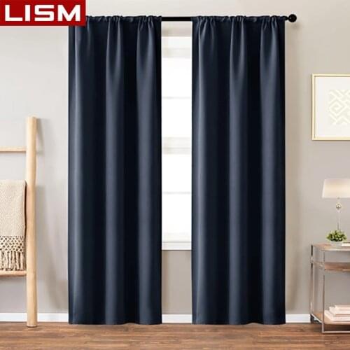 LISM High Shading Blackout Curtains For Bedroom Modern Solid Finished Blinds Curtain Living Room Kitchen Window Treatment Drapes